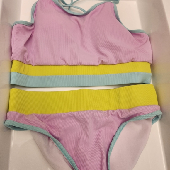 Andy & Evan Kids' Rib Colorblock Two-Piece Swimsuit NWOT - Picture 3 of 8
